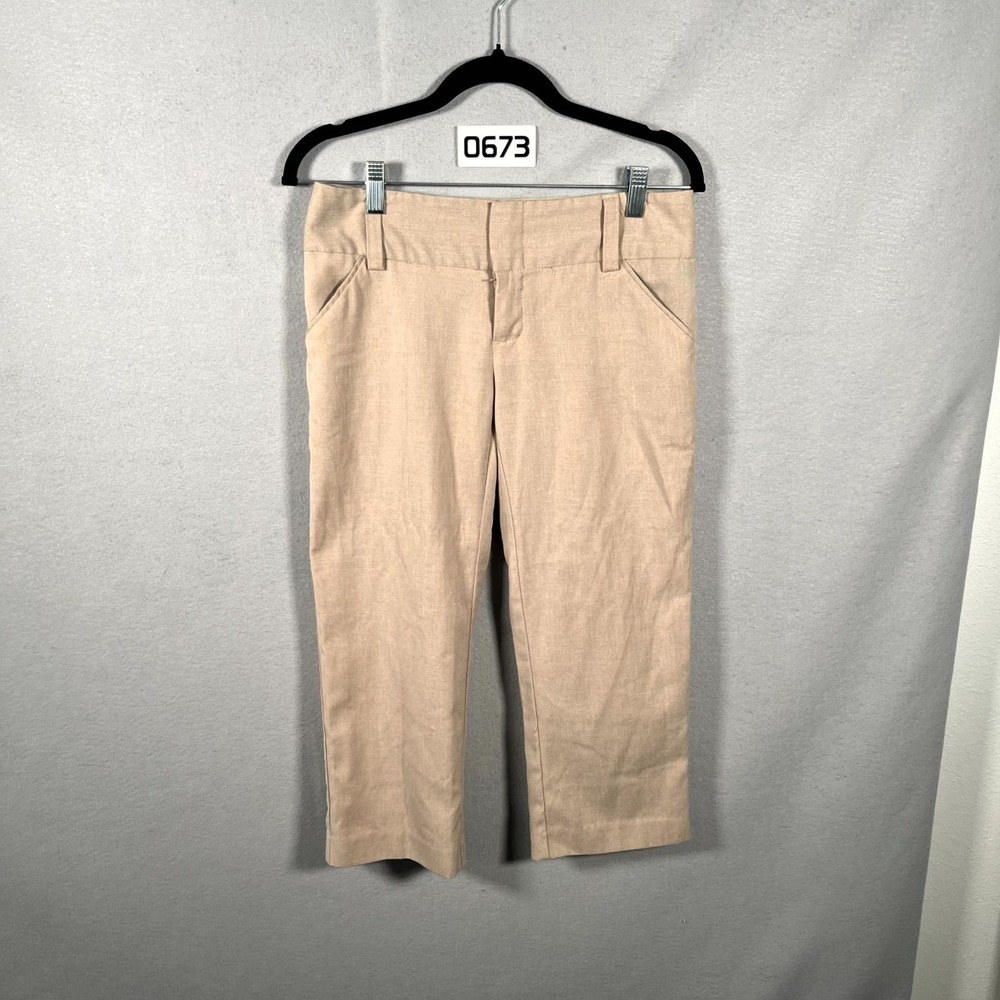 Daisy Fuentes Dress Pants Womens 2 Beige Flat Front Career Formal Business